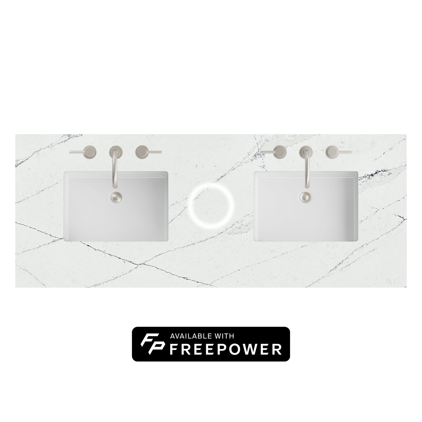 James Martin Vanities 60" Ethereal Noctis Double 3cm Top With Sink and FreePower Wireless Charger