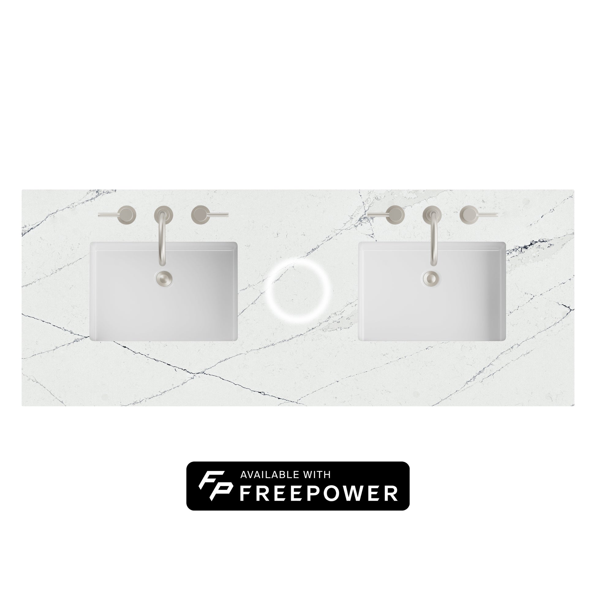 James Martin Vanities 60" Ethereal Noctis Double 3cm Top With Sink and FreePower Wireless Charger