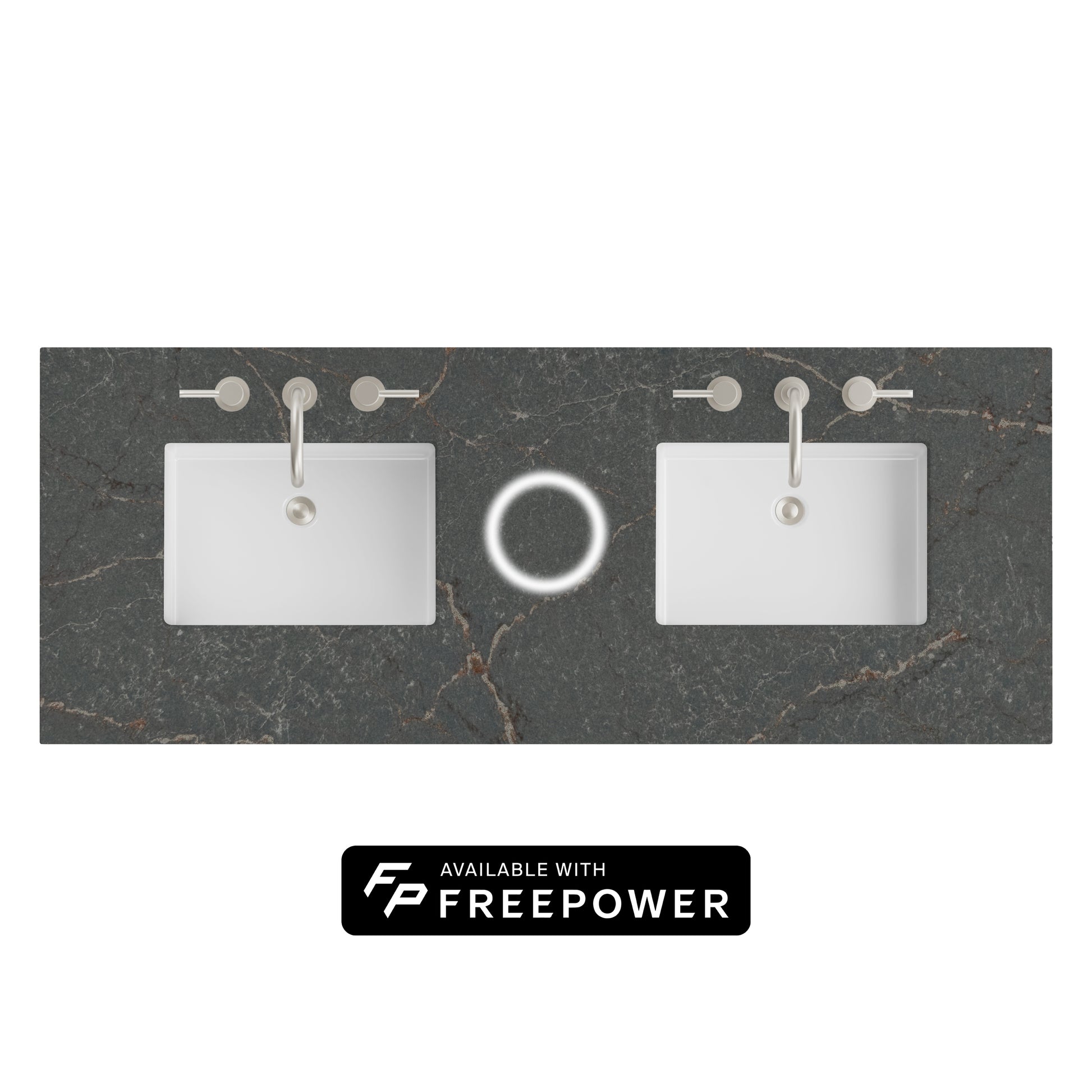 James Martin Vanities 60" Parisien Bleu Double 3cm Top With Sink and FreePower Wireless Charger