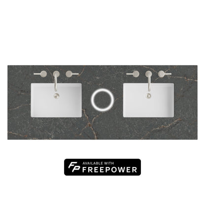 James Martin Vanities 60" Parisien Bleu Double 3cm Top With Sink and FreePower Wireless Charger
