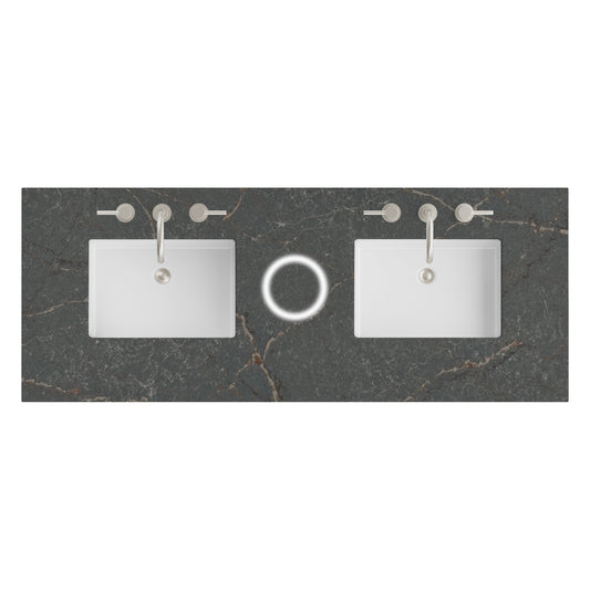 James Martin Vanities 60" Parisien Bleu Double 3cm Top With Sink and FreePower Wireless Charger