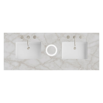 James Martin Vanities 60" Victorian Silver Double 3cm Top With Sink and FreePower Wireless Charger