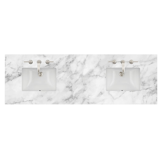 James Martin Vanities 72" Carrara White Double 3cm Top With Sink