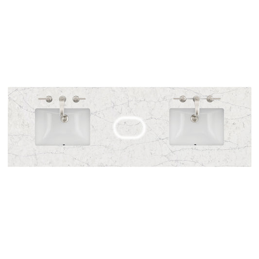 James Martin Vanities 72" Eternal Jasmine Pearl Double 3cm Top With Sink and FreePower Wireless Charger (040)