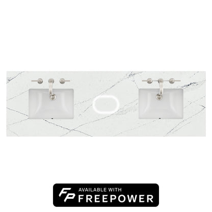 James Martin Vanities 72" Ethereal Noctis Double 3cm Top With Sink and FreePower Wireless Charger (040)