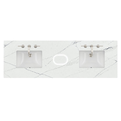 James Martin Vanities 72" Ethereal Noctis Double 3cm Top With Sink and FreePower Wireless Charger (040)