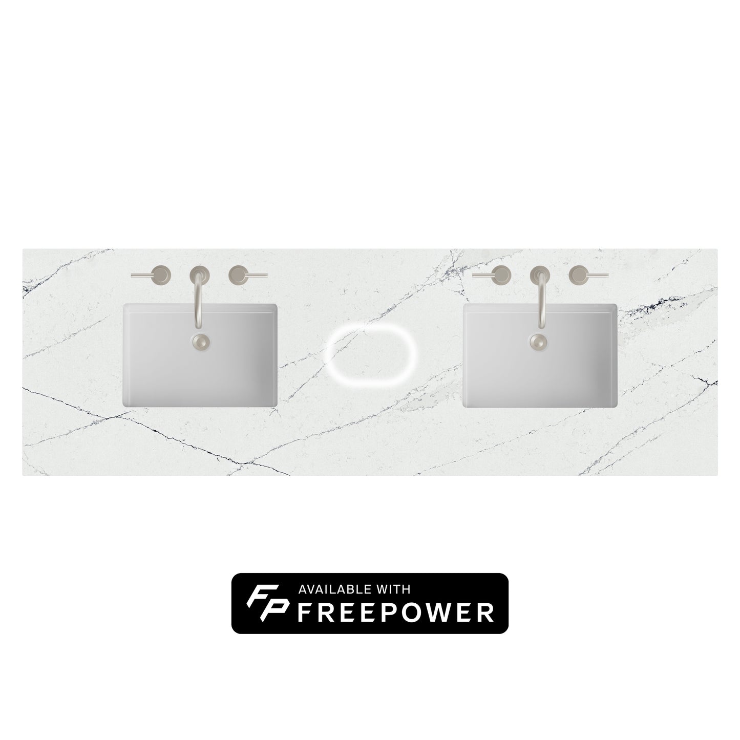 James Martin Vanities 72" Ethereal Noctis Double 3cm Top With Sink and FreePower Wireless Charger