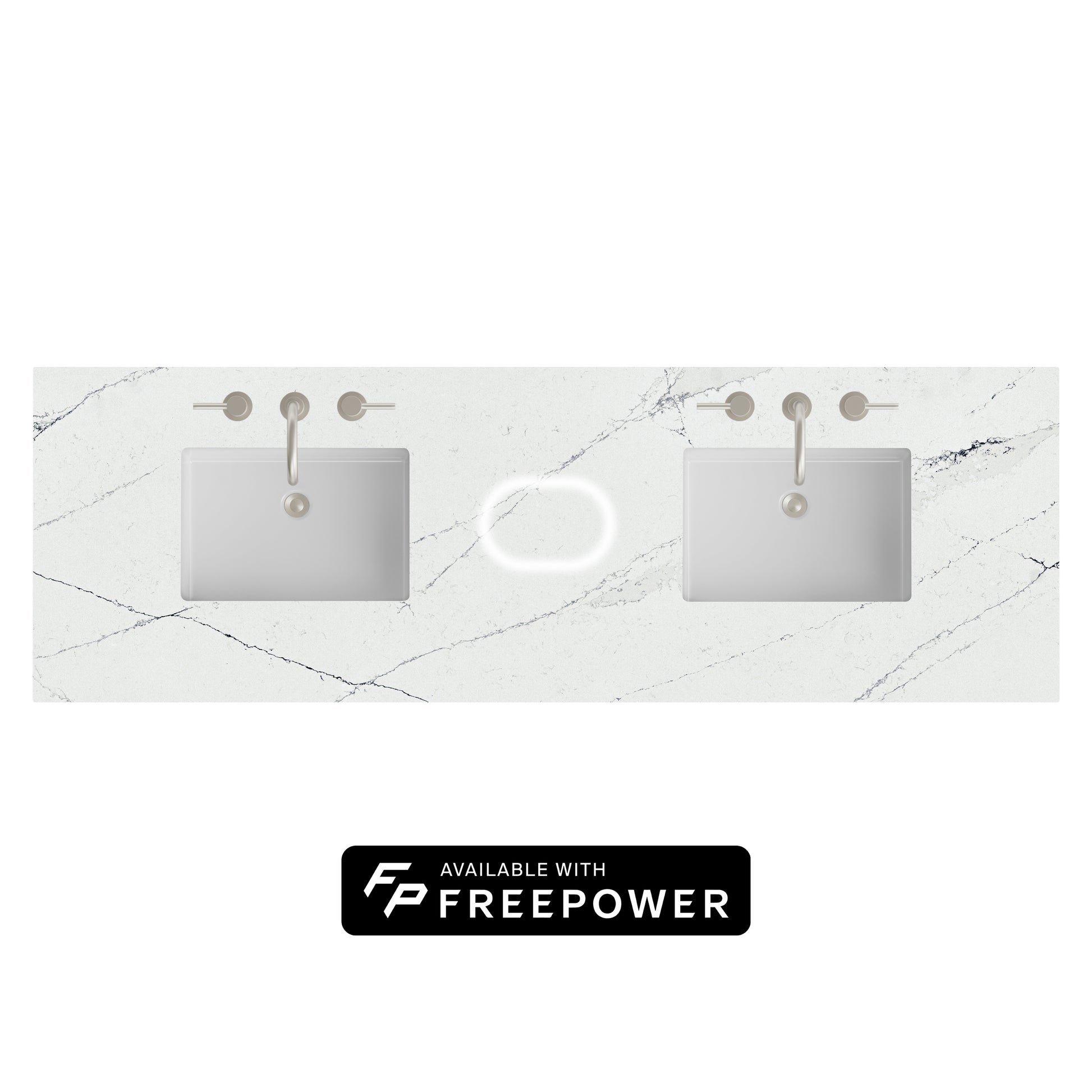 James Martin Vanities 72" Ethereal Noctis Double 3cm Top With Sink and FreePower Wireless Charger