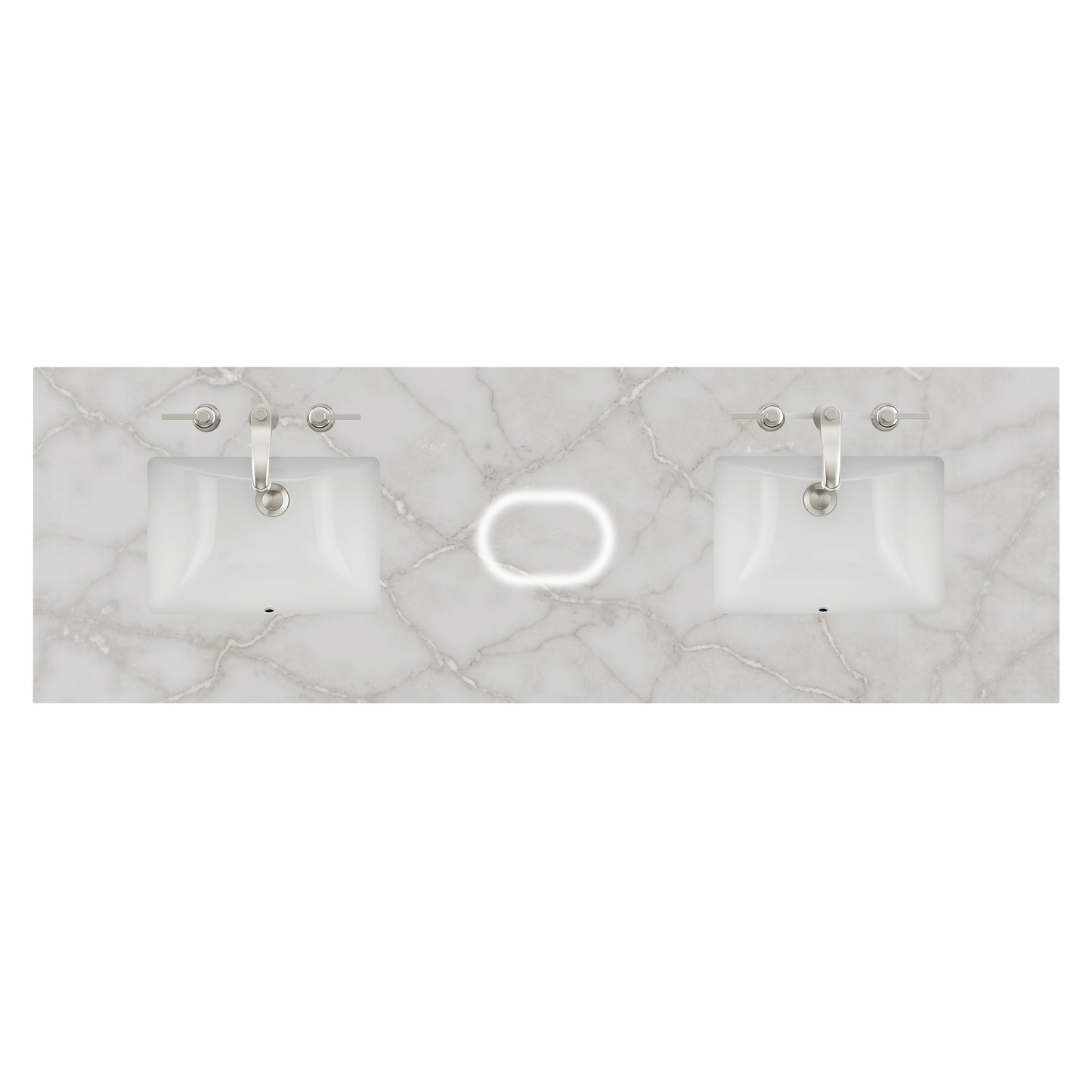James Martin Vanities 72" Victorian Silver Double 3cm Top With Sink and FreePower Wireless Charger (040)