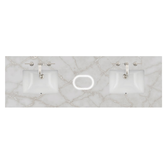 James Martin Vanities 72" Victorian Silver Double 3cm Top With Sink and FreePower Wireless Charger (040)