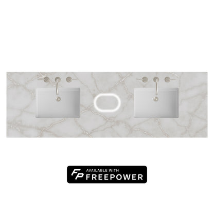 James Martin Vanities 72" Victorian Silver Double 3cm Top With Sink and FreePower Wireless Charger