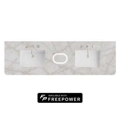 James Martin Vanities 72" Victorian Silver Single Radius Cut 3cm Top With Sink and FreePower Wireless Charger