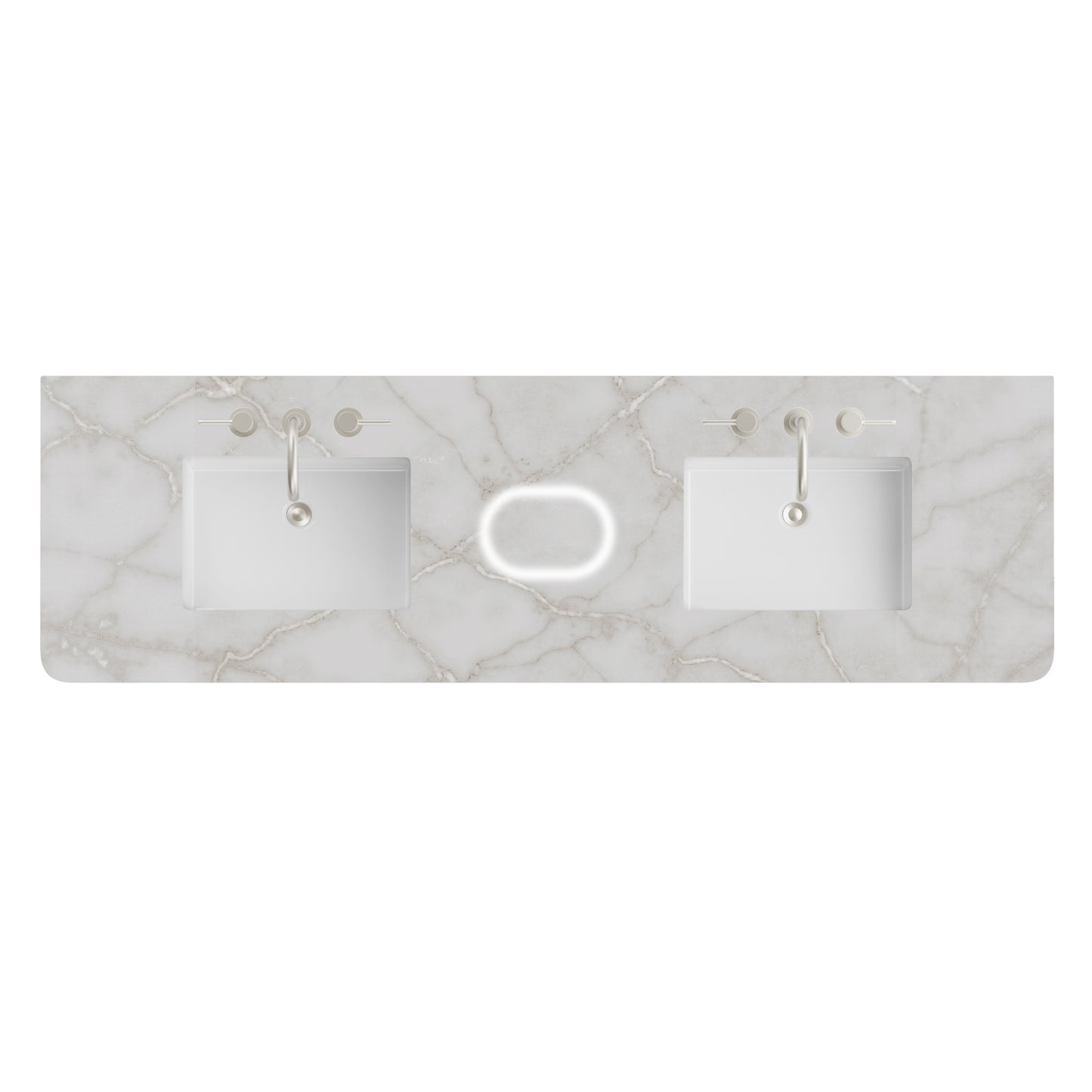 James Martin Vanities 72" Victorian Silver Single Radius Cut 3cm Top With Sink and FreePower Wireless Charger