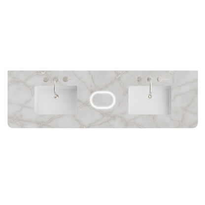 James Martin Vanities 72" Victorian Silver Single Radius Cut 3cm Top With Sink and FreePower Wireless Charger