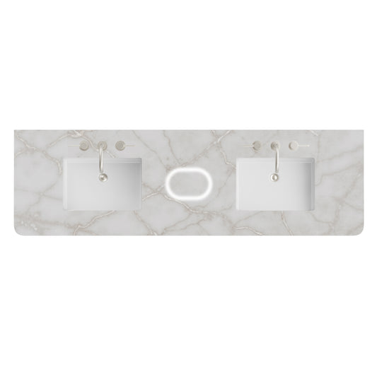 James Martin Vanities 72" Victorian Silver Single Radius Cut 3cm Top With Sink and FreePower Wireless Charger