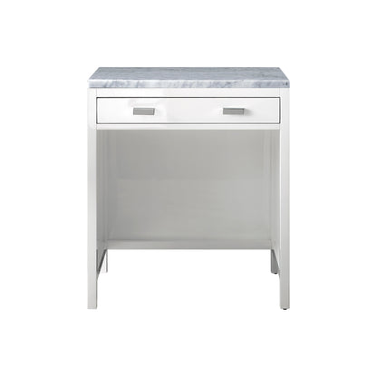 James Martin Vanities Addison 30" Glossy White Free-standing Makeup Countertop With 3cm Carrara Marble Top
