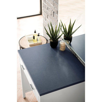 James Martin Vanities Addison 30" Glossy White Free-standing Makeup Countertop With 3cm Charcoal Soapstone Quartz Top