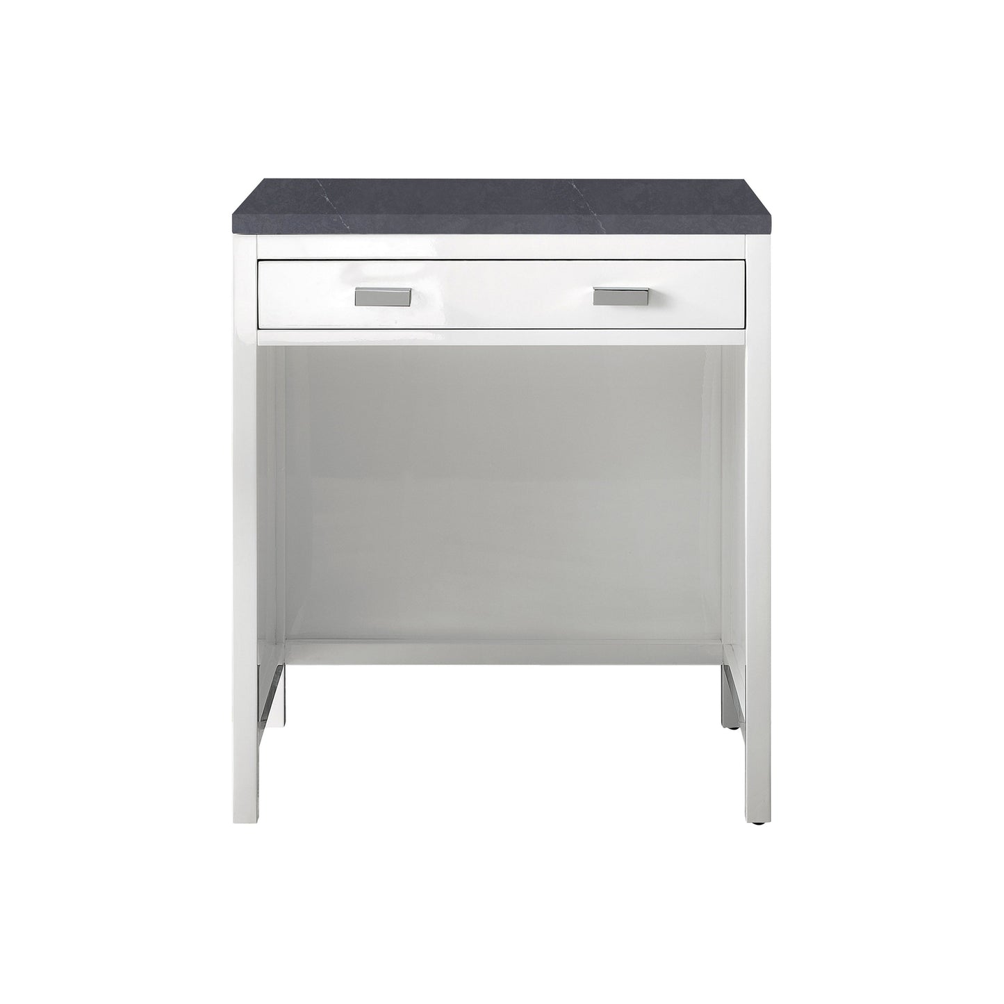 James Martin Vanities Addison 30" Glossy White Free-standing Makeup Countertop With 3cm Charcoal Soapstone Quartz Top