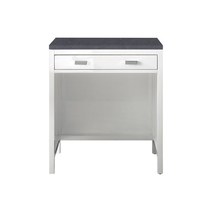 James Martin Vanities Addison 30" Glossy White Free-standing Makeup Countertop With 3cm Charcoal Soapstone Quartz Top