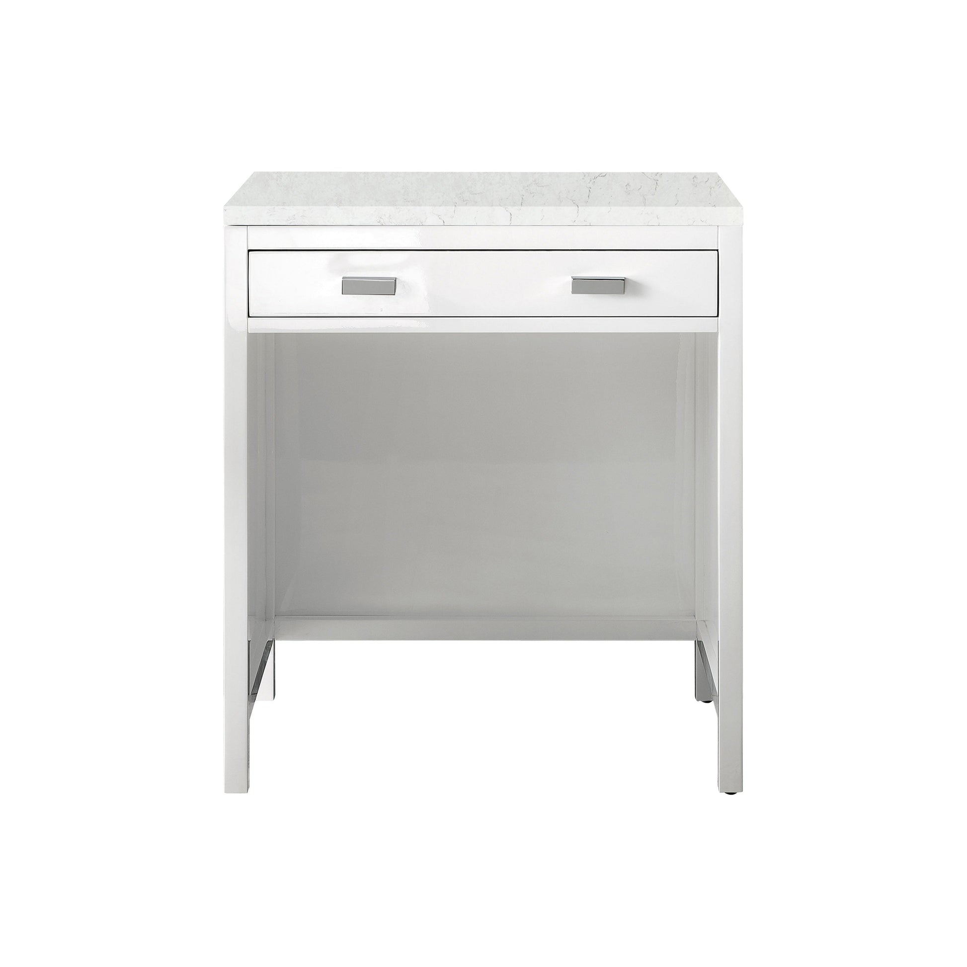 James Martin Vanities Addison 30" Glossy White Free-standing Makeup Countertop With 3cm Eternal Jasmine Pearl Quartz Top