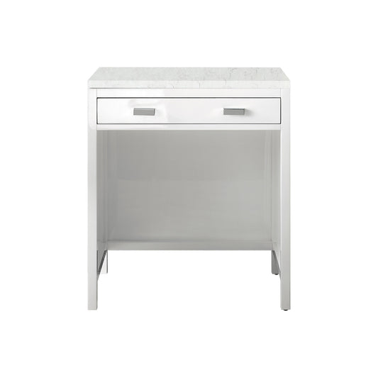 James Martin Vanities Addison 30" Glossy White Free-standing Makeup Countertop With 3cm Eternal Jasmine Pearl Quartz Top