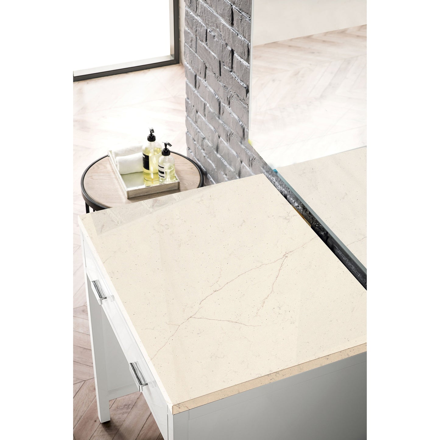 James Martin Vanities Addison 30" Glossy White Free-standing Makeup Countertop With 3cm Eternal Marfil Top