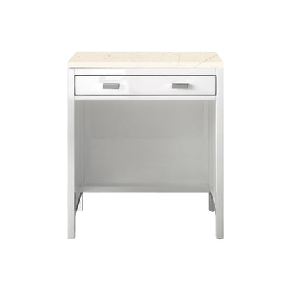 James Martin Vanities Addison 30" Glossy White Free-standing Makeup Countertop With 3cm Eternal Marfil Top