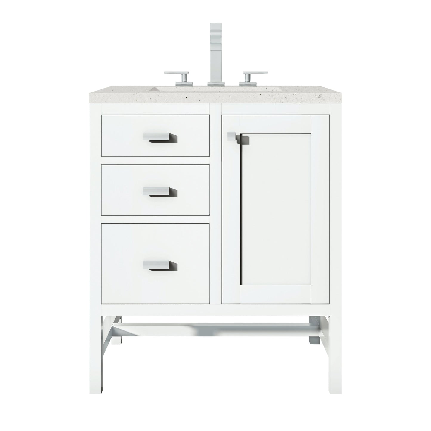 James Martin Vanities Addison 30" Glossy White Single Vanity With 3cm Lime Delight Quartz Top