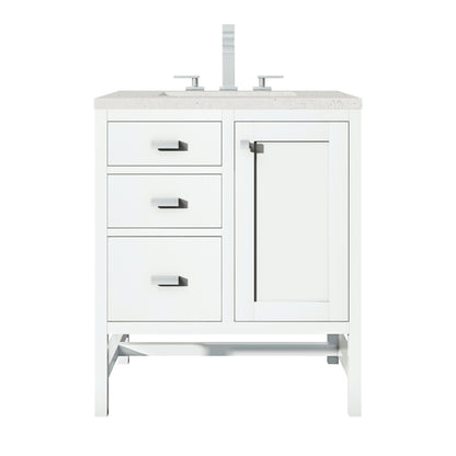 James Martin Vanities Addison 30" Glossy White Single Vanity With 3cm Lime Delight Quartz Top