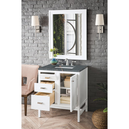 James Martin Vanities Addison 30" Glossy White Single Vanity With 3cm Parisien Bleu Quartz Top