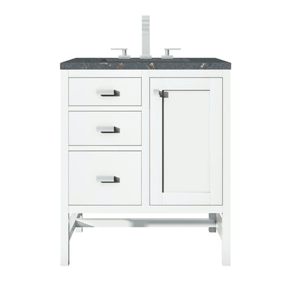 James Martin Vanities Addison 30" Glossy White Single Vanity With 3cm Parisien Bleu Quartz Top