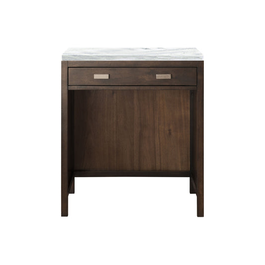 James Martin Vanities Addison 30" Mid Century Acacia Free-standing Makeup Countertop With 3cm Arctic Fall Solid Surface Top