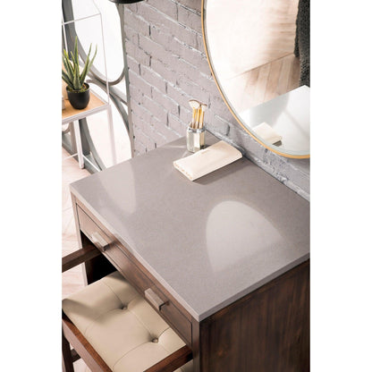 James Martin Vanities Addison 30" Mid Century Acacia Free-standing Makeup Countertop With 3cm Grey Expo Quartz Top