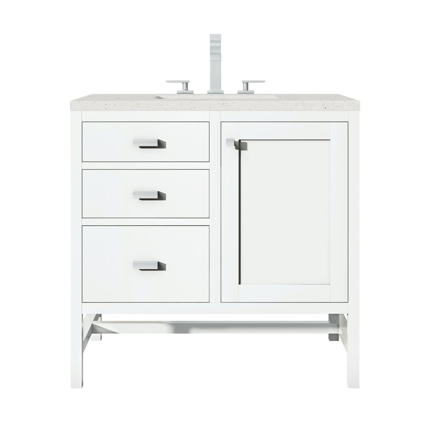 James Martin Vanities Addison 36" Glossy White Single Vanity With 3cm Lime Delight Quartz Top