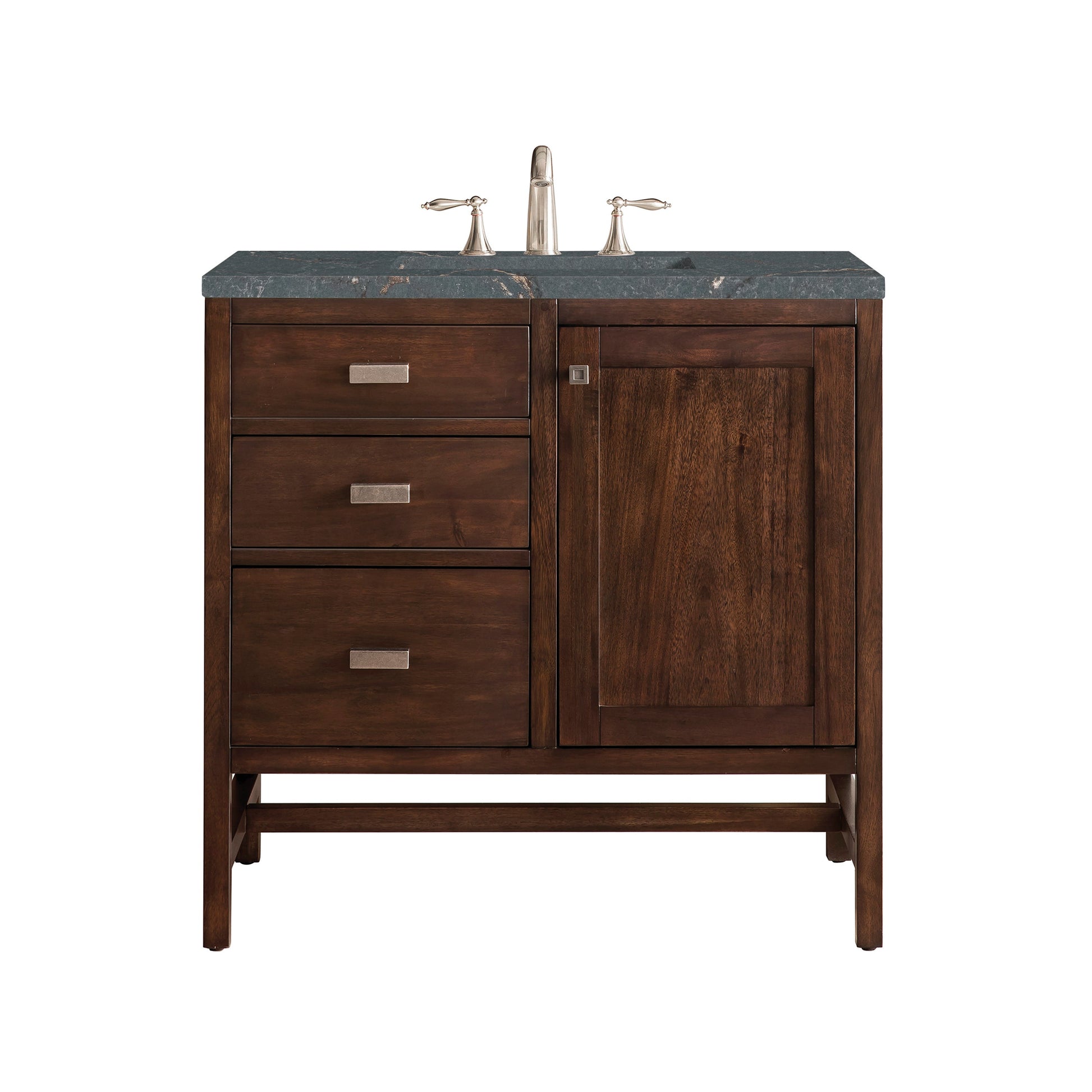 James Martin Vanities Addison 36" Mid-Century Acacia Single Vanity With 3cm Parisien Bleu Quartz Top