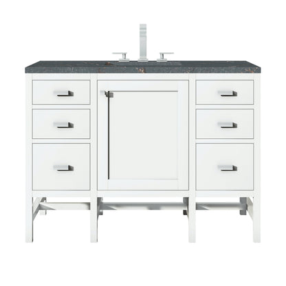 James Martin Vanities Addison 48" Glossy White Single Vanity With 3cm Parisien Bleu Quartz Top