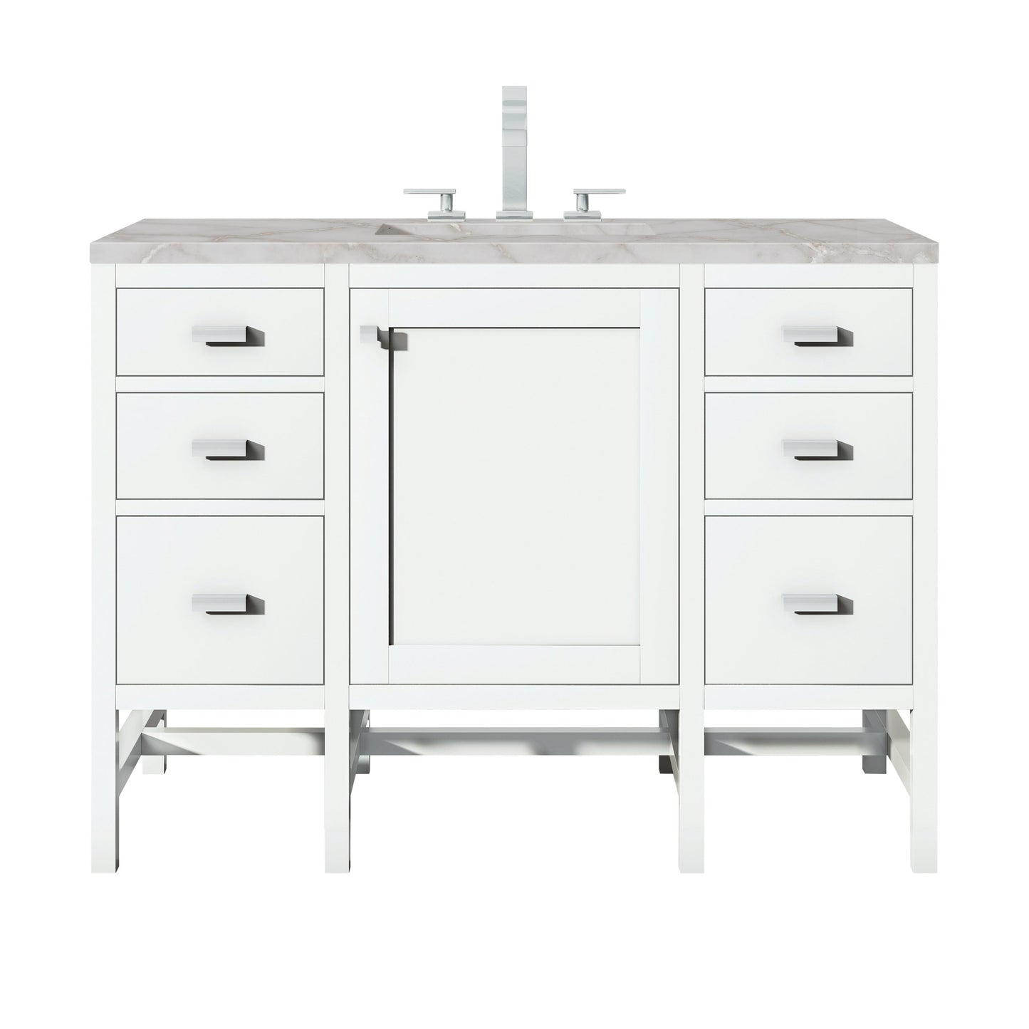 James Martin Vanities Addison 48" Glossy White Single Vanity With 3cm Victorian Silver Quartz Top