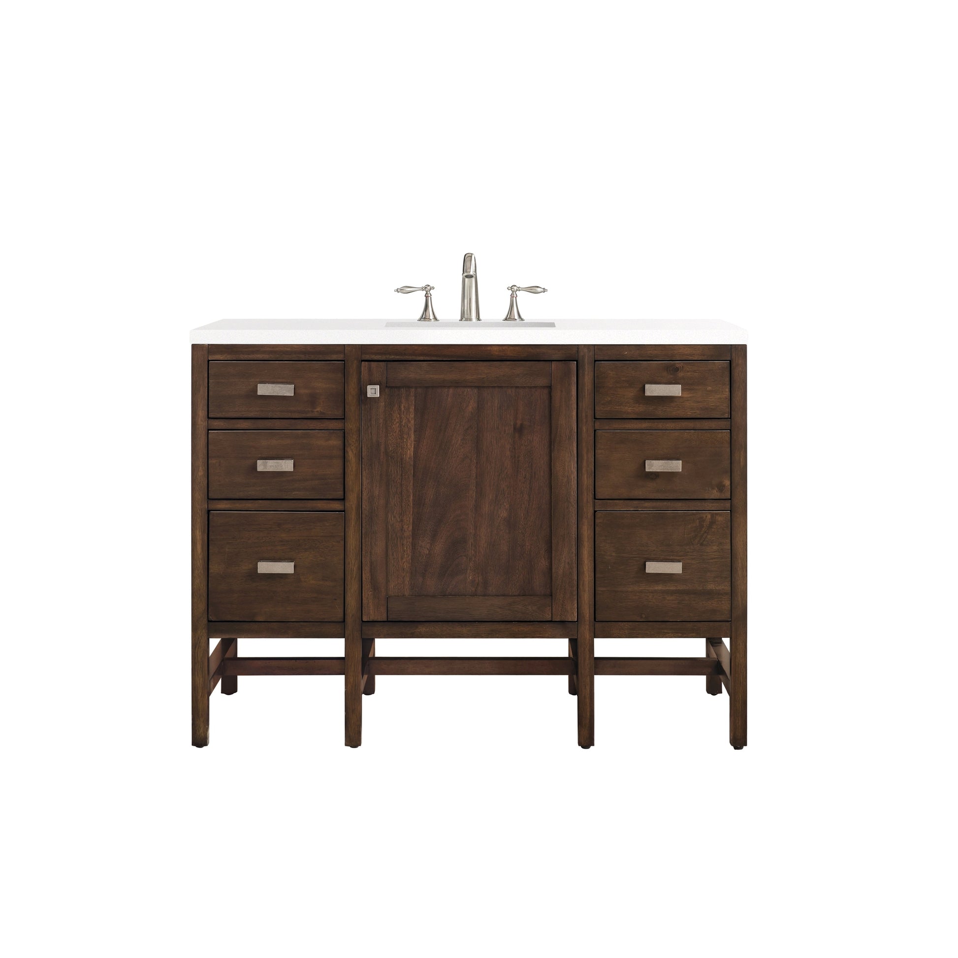 James Martin Vanities Addison 48" Mid Century Acacia Single Vanity Cabinet With 3cm White Zeus Quartz Top