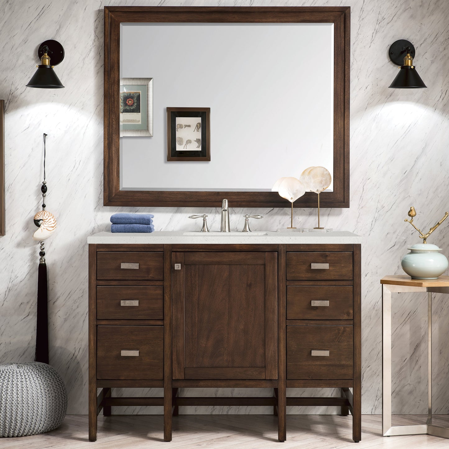 James Martin Vanities Addison 48" Mid-Century Acacia Single Vanity With 3cm Lime Delight Quartz Top