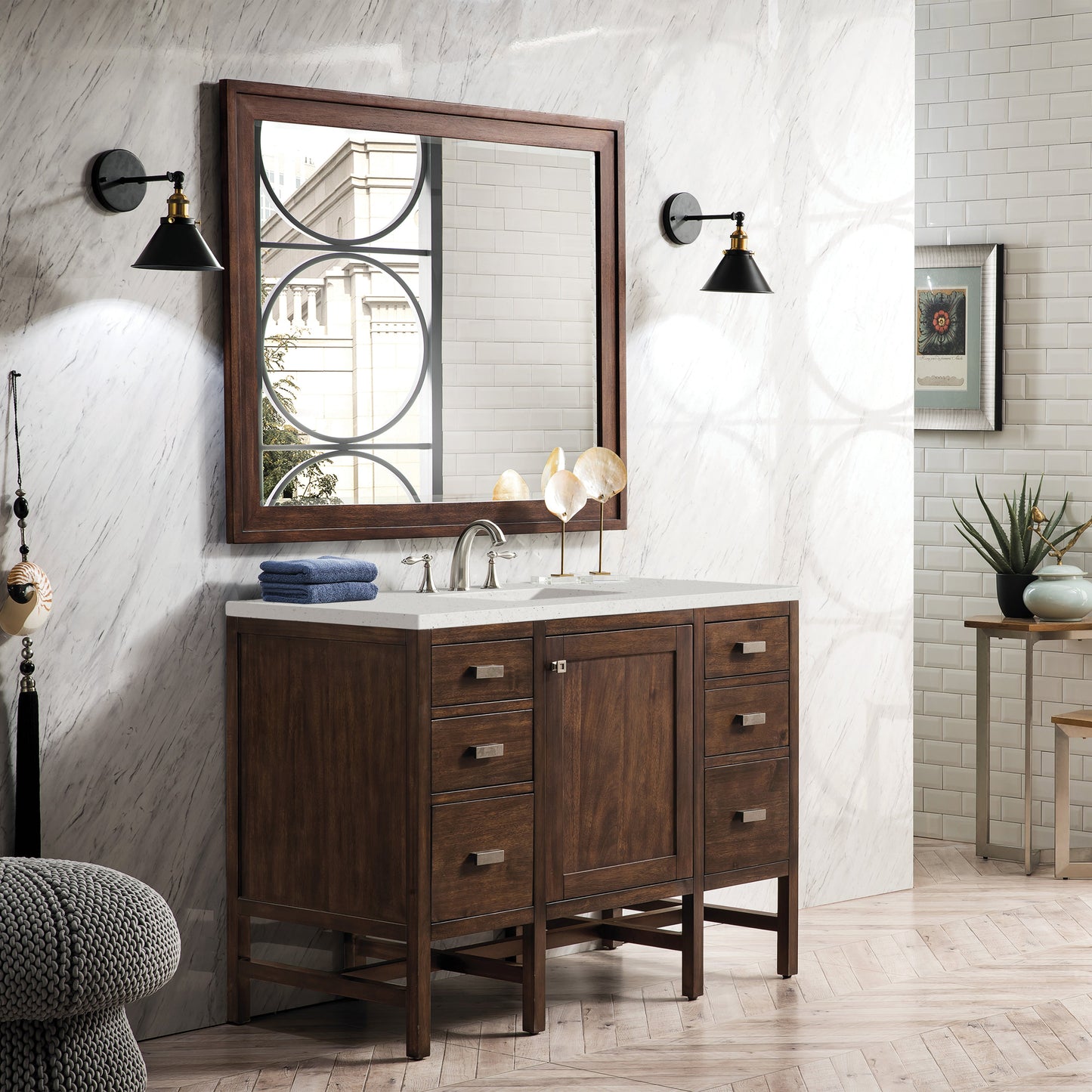 James Martin Vanities Addison 48" Mid-Century Acacia Single Vanity With 3cm Lime Delight Quartz Top