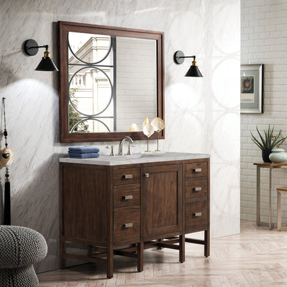 James Martin Vanities Addison 48" Mid-Century Acacia Single Vanity With 3cm Victorian Silver Quartz Top