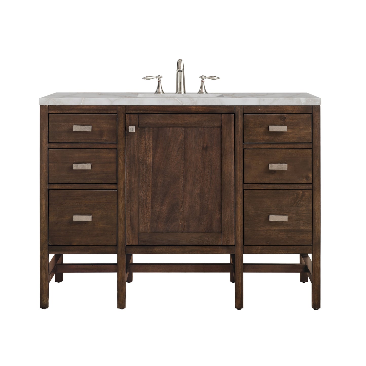 James Martin Vanities Addison 48" Mid-Century Acacia Single Vanity With 3cm Victorian Silver Quartz Top