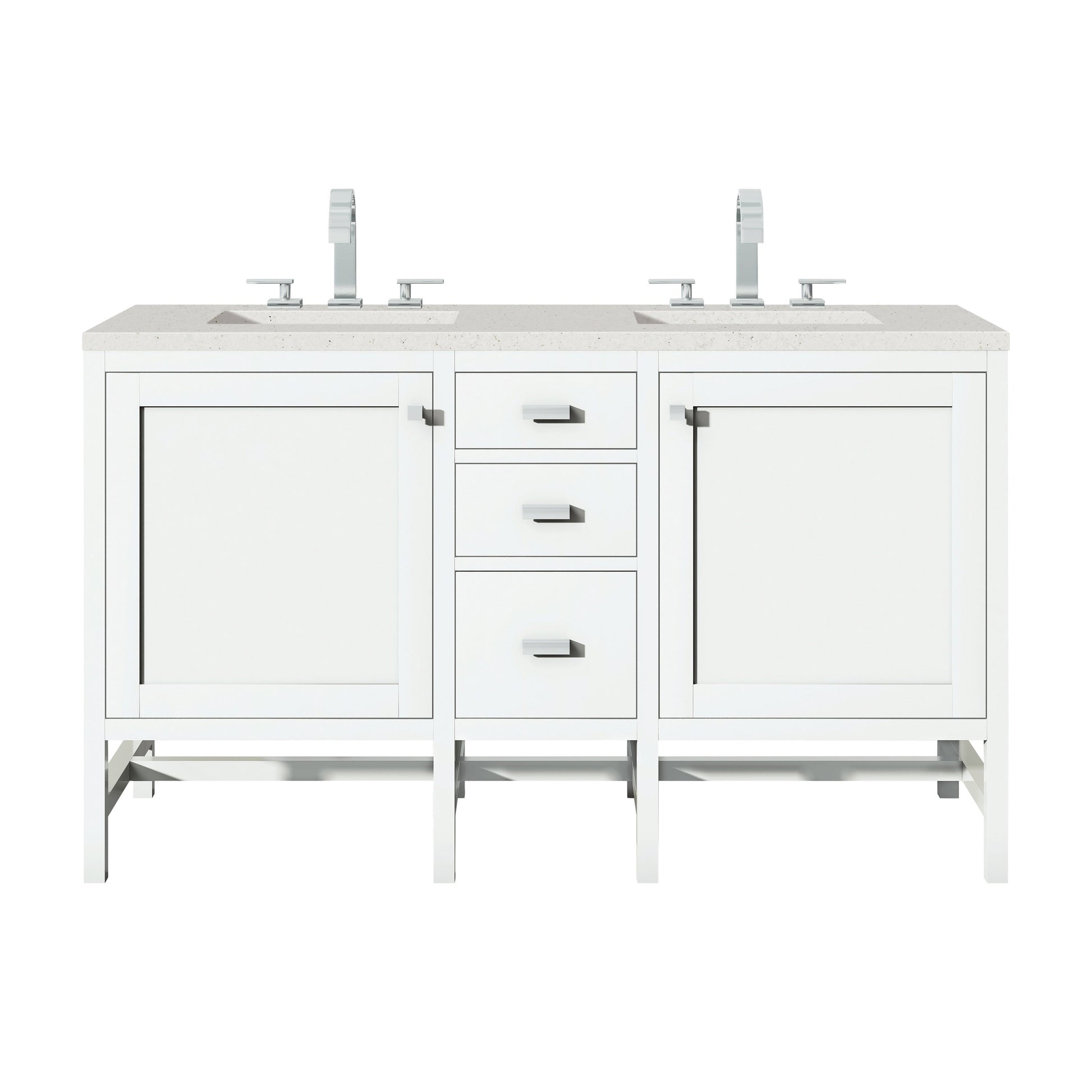 James Martin Vanities Addison 60" Glossy White Double Vanity With 3cm Lime Delight Quartz Top