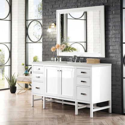 James Martin Vanities Addison 60" Glossy White Single Vanity With 3cm Lime Delight Quartz Top