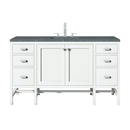 James Martin Vanities Addison 60" Glossy White Single Vanity With 3cm Parisien Bleu Quartz Top