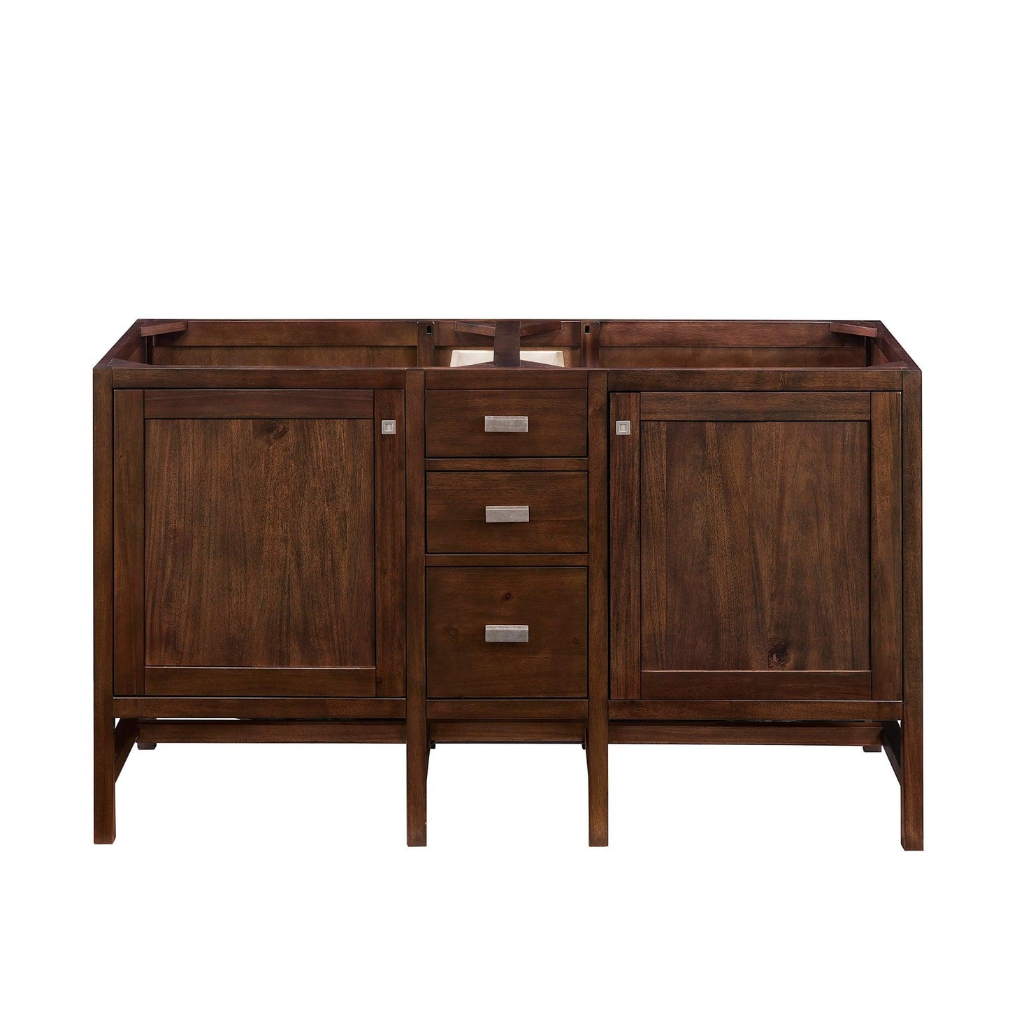 James Martin Vanities Addison 60" Mid Century Acacia Double Vanity Cabinet With 3cm White Zeus Quartz Top