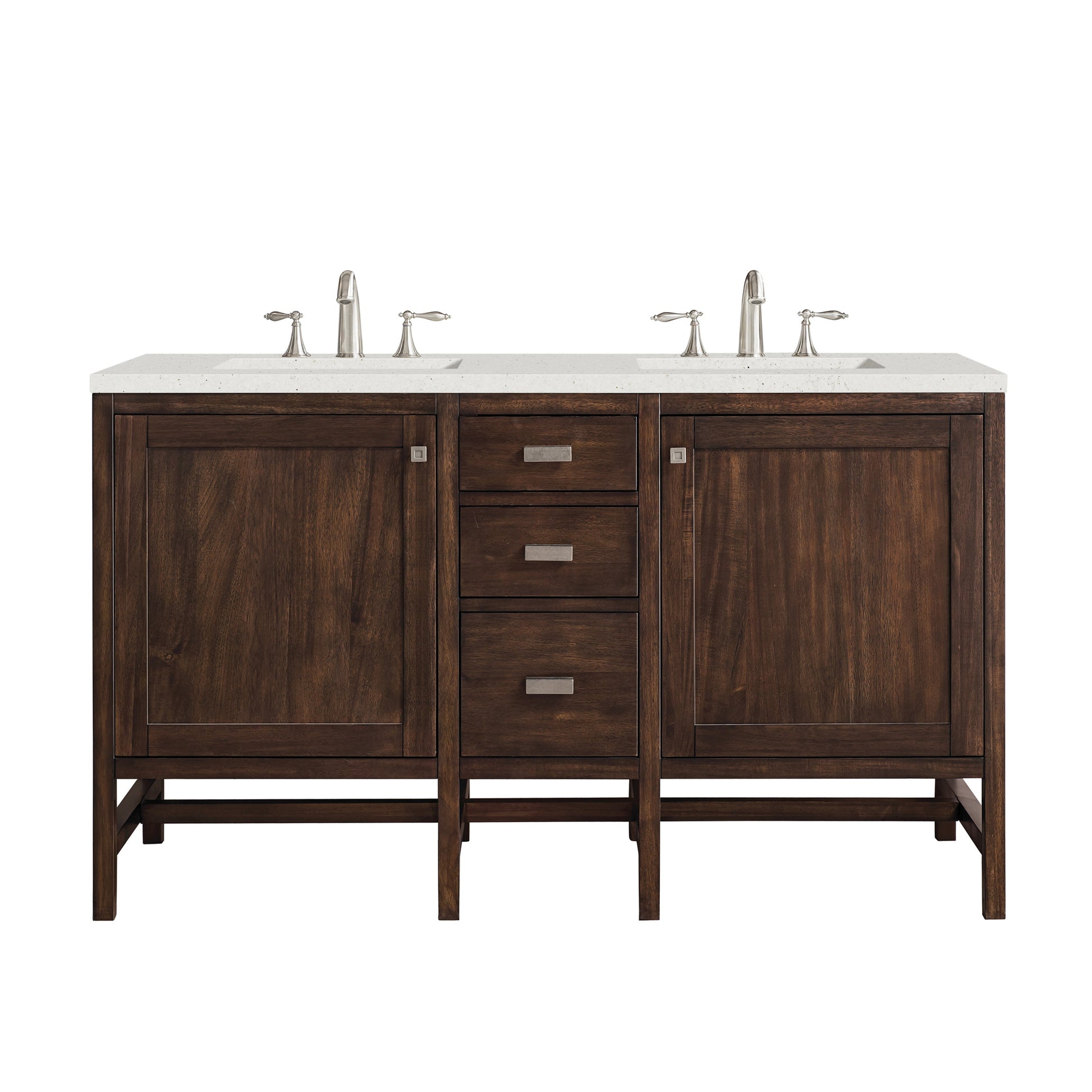 James Martin Vanities Addison 60" Mid-Century Acacia Double Vanity With 3cm Lime Delight Quartz Top