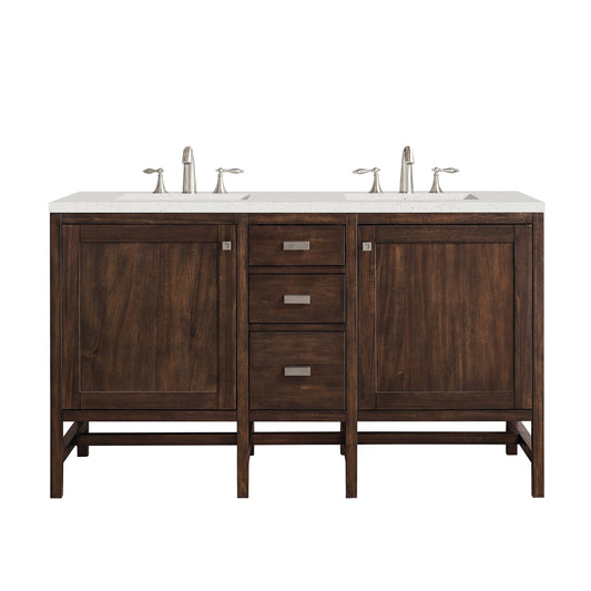 James Martin Vanities Addison 60" Mid-Century Acacia Double Vanity With 3cm Lime Delight Quartz Top