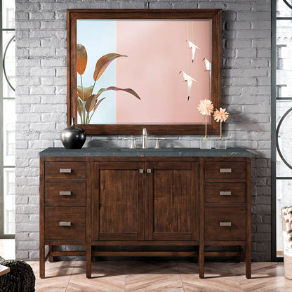 James Martin Vanities Addison 60" Mid-Century Acacia Single Vanity With 3cm Parisien Bleu Quartz Top