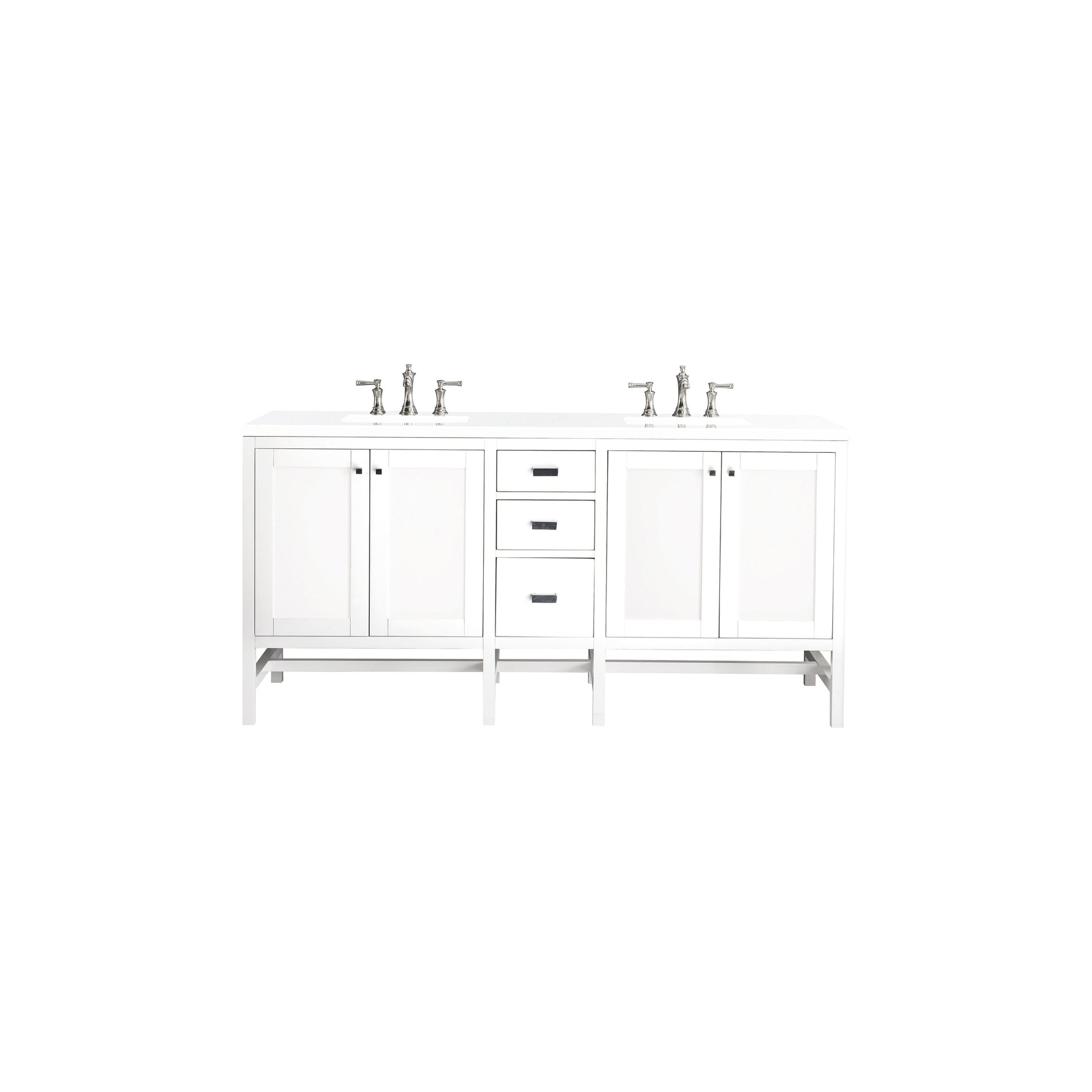 James Martin Vanities Addison 72" Glossy White Double Vanity Cabinet With 3cm White Zeus Quartz Top